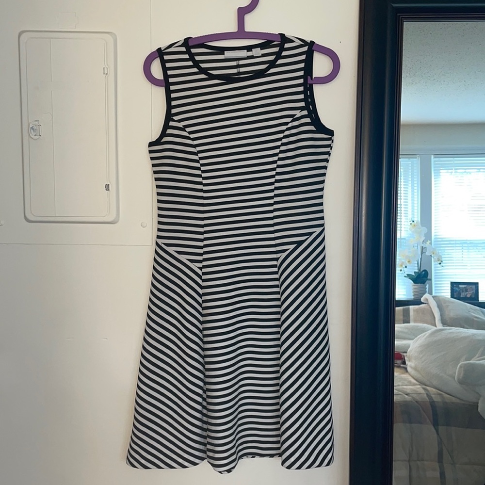 Black and white Striped flare dress!
